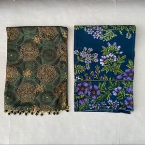 Two Table Runners Blue April Cornell Green Gold